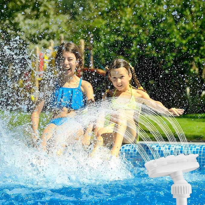 Reallnaive 2026 Solar Pool Fountain for Above and Inground LED 360° Adjustable Fountain for Swimming Pool Sprayer Waterfall Sprinkler with 7 Color LED Light Fun Waterfall Sprayer for Above Inground