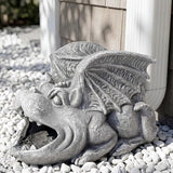 Gothic Gargoyle Gutter Guardian Rain Downspout Extension Outdoor Statue, 12 Inch High, Cast Stone Resin, Grey Stone Finish for 3"x4" Decorative Gutter Extension