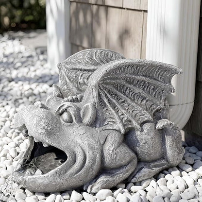 Gothic Gargoyle Gutter Guardian Rain Downspout Extension Outdoor Statue, 12 Inch High, Cast Stone Resin, Grey Stone Finish for 3"x4" Decorative Gutter Extension
