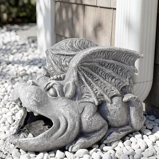 Gothic Gargoyle Gutter Guardian Rain Downspout Extension Outdoor Statue, 12 Inch High, Cast Stone Resin, Grey Stone Finish for 3"x4" Decorative Gutter Extension