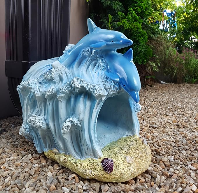 Gutter Diverter Rain,Dolphin Statue Deco Gutter Extension Downspout,Eco-Friendly Resin Sculpture Gutter Extender Diverter,Splash Block, Perfect Rain Gutter Downspout Extension for 3"x4" Downspouts