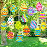 Ferraycle 16 Pcs Easter Decorations Outdoor Easter Eggs Hanging Yard Signs 7.9 Inch Large Colorful Egg Shaped Double Sided Plastic Slices Ornaments for Tree Porch Yard Outside Party Decor(Floral Egg)