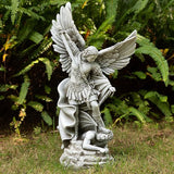 DevotedWalls 20.5" Large Saint Michael Statue Outdoor,Michael the Archangel Slaying Satan,Large Garden Religious Sculpture,San Miguel Arcangel Defender for Porch,Patio or Church Entryway