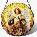 8-Inch Archangel Stained Glass Suncatcher Ornament, Stained Glass Window Hanging & Decor, Religious Ornament, Religious Holiday Decor — Christian Gifts, Religious Gifts, Gift for Christmas