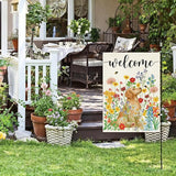 Baccessor Spring Summer Dog Garden Flag 12.5x18 Inch Double Sided Burlap,Floral Flowers Flag Farmhouse Holiday Front Yard Lawn Outdoor Outside Decoration