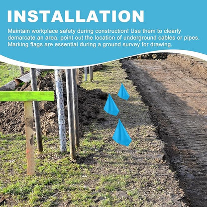 M METERXITY 20-Pack Blank Marking Flags, 15x5.1x4 Inch Waterproof Yard Flags Marking for Lawn/Garden/Irrigation/Landscape/Sprinkler/Survey/Dog Training/DIY [Blue]