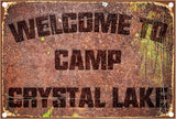 Funny Camping Signs Friday The 13th Metal Sign Welcome To Camp Crystal Lake Tin Sign Outdoor Party Vintage Coffee Bar Room Horror Decorations 12x8 Inch