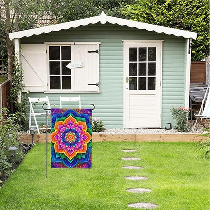 Tie Dye Flower Garden Flag Seasonal Double Sided 12 x 18 Inch Small Yard Flag for Indoor Outdoor Decor Holiday All Seasons