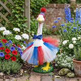 Porch Goose Statue Home Decor - 20" Large Resin Porch Goose with Independence Day Goose Outfits, Holiday Indoor or Outdoor Decorative Figurine for Garden,Lawn,Yard,Entryway Accent,Housewarming Gifts