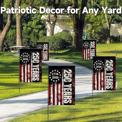 250 Anniversary America Garden Flag, 250th Anniversary USA Patriotic Double-Sided Banner, Double-Sided Burlap, 1776-2026 Semiquincentennial Commemorative, Suitable for Outdoor Lawn Decor (A3-L-28x40 Inch)