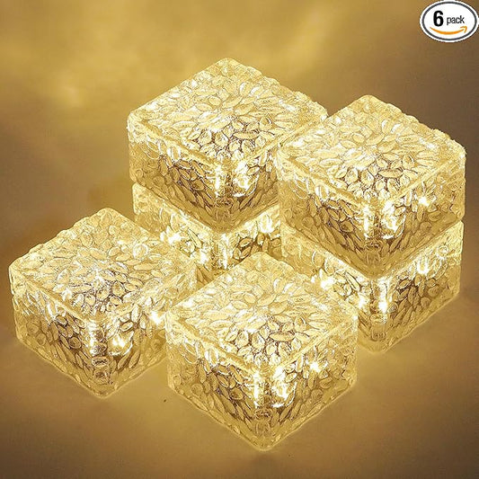MLKNK Solar Brick Lights-Outdoor Solar Lights for Yard-Solar Brick Landscape Path Light 6 Pack LED Light Brick Garden Decor for Pathway Patio Walkway Backyard Decoration