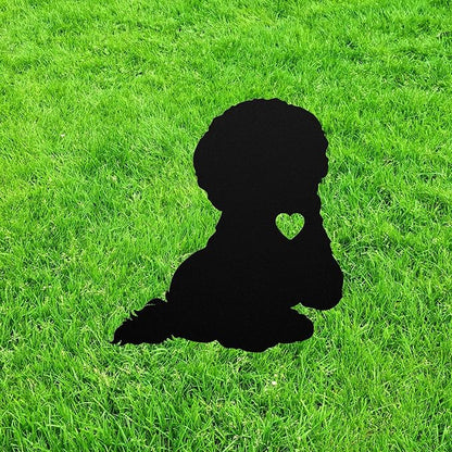 Personalized Bichon Frise Teacup Garden Statue Stake Custom Bichon Frise Outdoor Yard Art Decor Memorial Remembrance Sculpture for Yard Garden Porch Lawn Grassland Park Farm Flowerpot Decor.