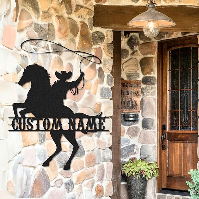 Personalized Cowboy Metal Sign, Custom Metal Name Sign, Rustic Cowboy Rodeo Wall Decor, Rustic Western Wall Art for Patio, Garage, Mancave