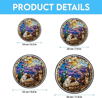 Jesus and Lamp Nativity Suncatcher Stained Glass Window Hangings for Women Mom Red Birds Sun Catchers Colorful Ornament Bird Lovers Gift Gifts for Women Mom Wife
