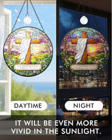 Christian Stained Glass Window Hanging Sun Catcher, Religious Faith for Mom or Grandma, Church Window Decor