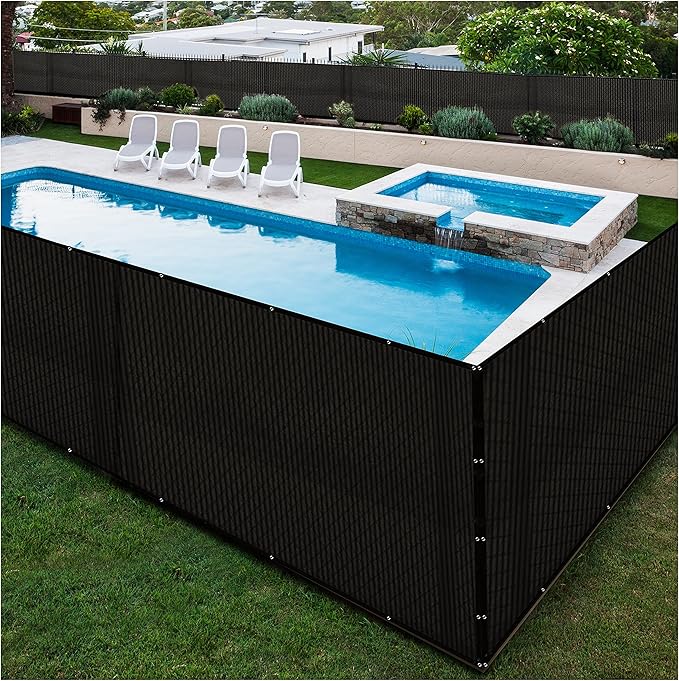 BOEN Privacy Screen Fence Netting Mesh Fabric Windscreen with Reinforced Aluminum Grommets for Garden Fence Or Any Outdoor Metal or Wooden Fencing (5' x 300', Black)