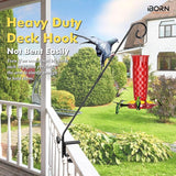 iBorn Deck Hook for Bird Feeder, Hummingbird Feeder Hanger for Deck Railing, Heavy Duty Deck Hanger for Outdoors Hanging, 360° Rotatable Arm, Solid Wire, 28 Inch, Pack of 2