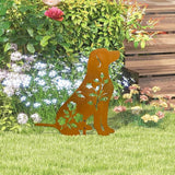 Dog Garden Stake - Unique Gift for Dog Lovers, Black Metal Outdoor Decor, Durable Yard Art Statue (Rusty Labrador)