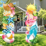 2 Pcs Summer Yard Signs Outdoor Lawn Decoration Summer Beach Ball Ice Cream Waterproof Courtyard Yard Decorations with Stake Garden Lawn Party Courtyard Decoration