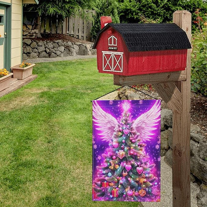 Christmas Tree Garden Flag Seasonal Double Sided 12 x 18 Inch Small Yard Flag for Indoor Outdoor Decor Holiday All Seasons