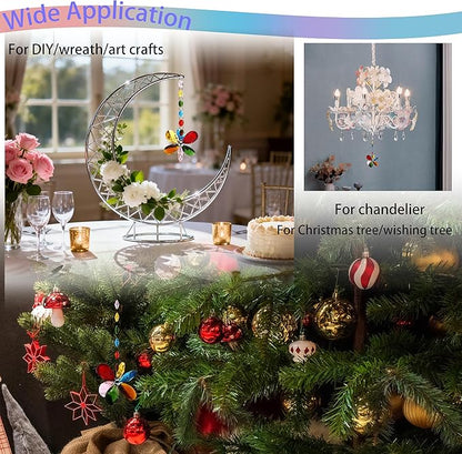 Flower Petal Crystal Suncatcher Hanging Crystals for Windows Sun Catcher Chandelier Lamp Tree Decor, Crystal Glass Ornaments (Multicolor)