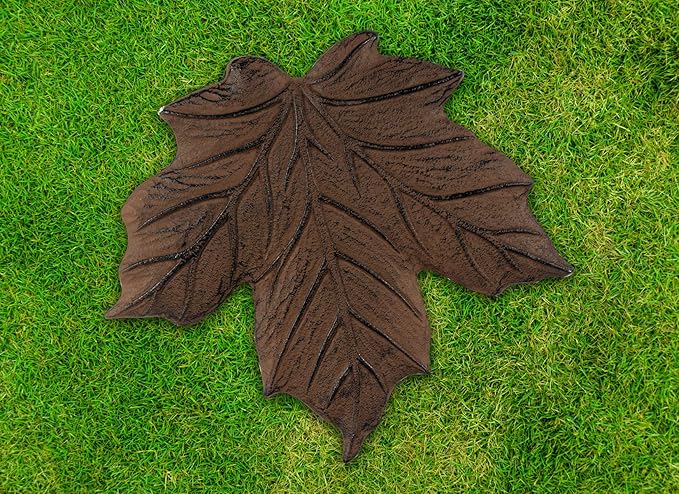 Sunset Vista Designs Wilderness Wonders Cast Iron Maple Leaf Stepping Stone, 11-1/2 by 12-Inch Brown