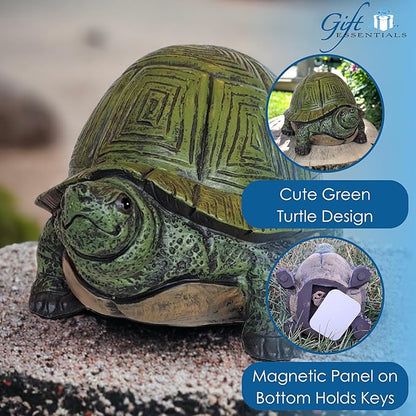 Gift Essentials Stocky Turtle Garden and Patio Decor and Key Hider - Holds 2 Hidden Keys Outside, Secret Hidden Door Underneath