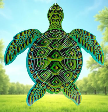 ISEO XL Turtle Wind Spinner for Yard and Garden, Hanging Outdoor Decor, Yard Art, Porch and Patio Decorations, Metal Wind Spinners Outdoor, Weather Resistant, 15”