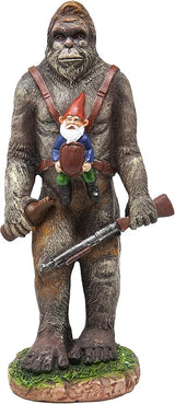 Funny Guy Mugs Bigfoot Garden Statue - Bigfoot and A Gnome - Indoor/Outdoor Garden Gnome Sculpture for Patio, Yard or Lawn