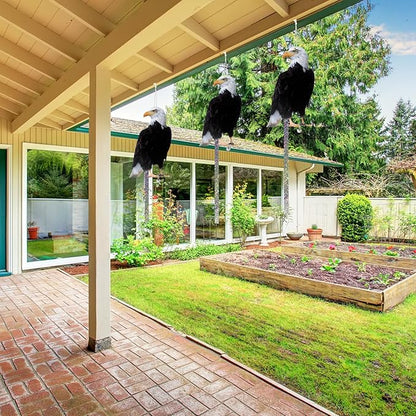Owl to Keep Birds Away, 3 Pack Bird Scare Hawk Fake Owl, Reflective Hanging Bird Decoration, Bird Control Device to Keep Birds Pigeon Woodpecker Away from Patio Garden