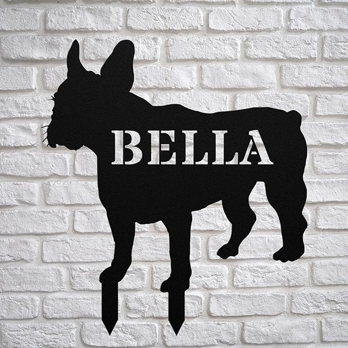 Personalized Frenchie Garden Statue Stake,Custom Frenchie Dog Outdoor Yard Art Decor,Memorial Remembrance Sculpture for Yard Garden Porch Lawn Grassland Park Farm Flowerpot Decor.