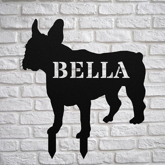 Personalized Frenchie Garden Statue Stake,Custom Frenchie Dog Outdoor Yard Art Decor,Memorial Remembrance Sculpture for Yard Garden Porch Lawn Grassland Park Farm Flowerpot Decor.