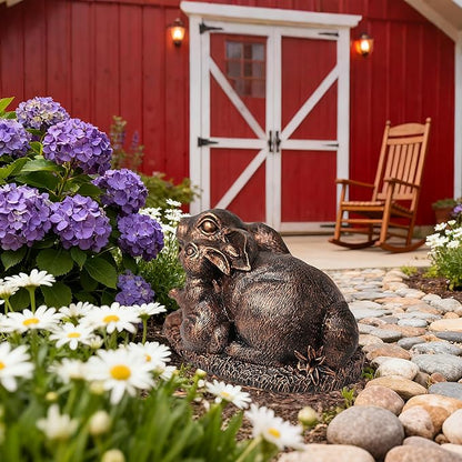 Rabbit Garden Outdoor Statue Resin Easter Bunny Statues for Home, Living Room Decoration, Garden Decor,Antique Bronze