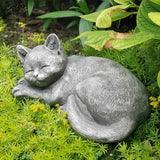 GENUINQ Garden Sleeping Cat Memorial Stone Cat Grave Marker Remembrance Kitten Statues for Garden,Patio,Lawn,Grave Decor Pet Sympathy Gift