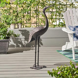 Merax 1 Piece 43 Inch Rust-Proof Aluminum Crane Garden Statues - Dark Bronze Outdoor Bird Decor, Handcrafted Metal Art for Patio, Yard, or Pond, No Assembly Required