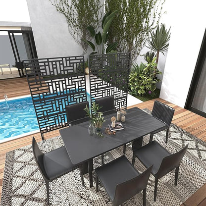 Garveelife Metal Privacy Screen 72" H×47" W for Outdoor Freestanding Decorative Privacy Wall Panels with Stand, Patio Balcony Screens for Outside Divider Deck Porch Garden, 1PC
