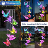 Purple Butterfly Solar Wind Chimes Outdoor Color Changing Solar Lights Garden Decor Best Gifts for Mom Decorations Mobile Windchimes Unique Chiristmas Gifts