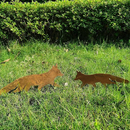 2 PCS Animal Garden Decoration, Lawns Animal Indoor Outdoor Garden Statue, Animal Figurine for Gardens Patios, Creative Animal Garden Sculpture, Sneaky Rustic Animal Garden Decoration