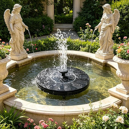 Solar Fountain with LED Lights 6 Nozzles 18CM, Solar Powered Water Floating Pump 50-80CM Spray Height, Large Illuminated Circulation Kit for Bird Bath, Pond, Garden, Pool