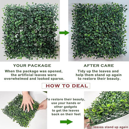 Bybeton Artificial Grass Wall Panel,10"x 10"(12Pcs) Boxwood Faux Green Wall Panels for Interior Wall, Backdrop Wall,Garden Wall and Indoor Outdoor Plant Wall Decor