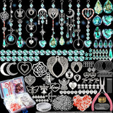 WASTROYAL 10 Sets DIY Suncatcher Kits 500PCS Sun Catchers Craft Kits Heart Suncatcher Ornaments DIY Sun Catchers Kit for Adults Home Wedding Garden Decor Favors Gift for Lover (Love Shape)