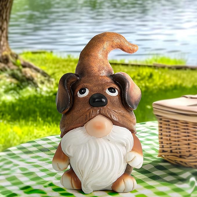 Puppy Gnome Decorations Outdoor Garden Dog Gnome Statue for Garden Decor, Front Porch Decor, Lawn, Patio Decor, Puppy Knome Nomes Gifts for Mom Grandma & Women