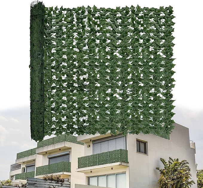 B0FDLC6XMZDOPGIB Artificial Ivy Privacy Fence Screen: 40"x 100" (28 Sqft) Anti-Ultraviolet Artificial Hedge Grass Wall, Used for Indoor and Outdoor Green Background, Garden Greening Decoration