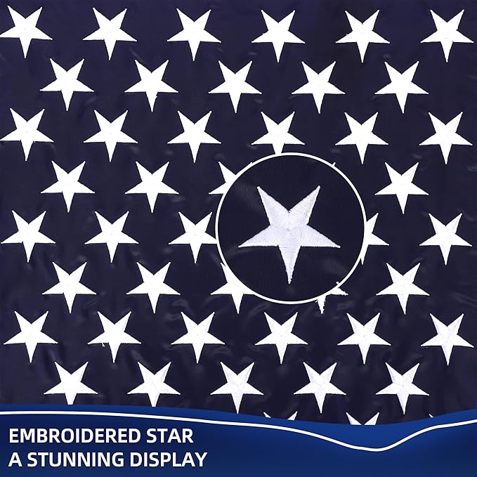 28 x 44 Inch Embroidered American House Flag, Heavy Duty Outdoor Premium 210D Nylon, Embroidered Stars,Sewn Stripes,July 4th Independence Day House Flags