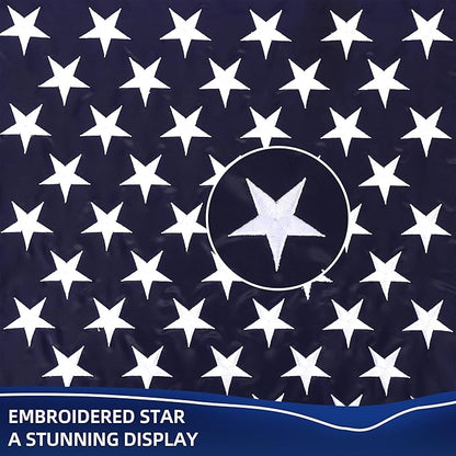 28 x 44 Inch Embroidered American House Flag, Heavy Duty Outdoor Premium 210D Nylon, Embroidered Stars,Sewn Stripes,July 4th Independence Day House Flags