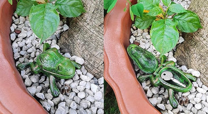 BSTGIFTS Iron Frog Key Hider - Outdoor Statue, Cast Iron, Green Frog, Hide a Key, Garden Decoration