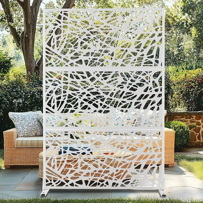 72" H×47" W Metal Privacy Screen Outdoor Privacy Screen Freestanding Outdoor Privacy Screens and Panels for Patio Lawn Deck (Consists of 3 Panels)