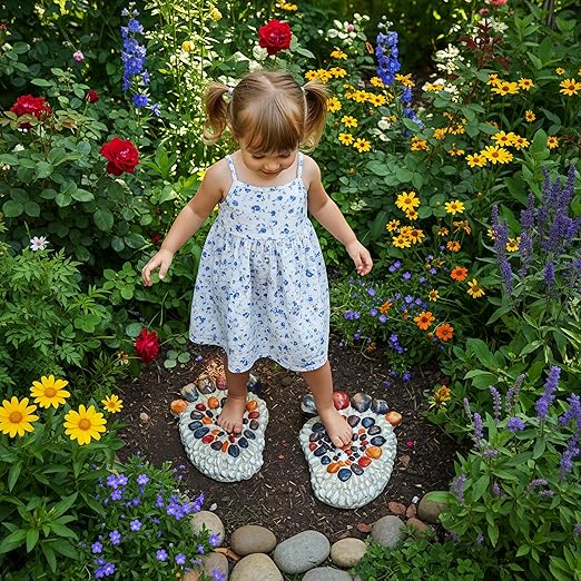 Outdoor Stepping Stone - Courtyard Entrance Paving Stone - Garden Sidewalk Decoration Stone Simulation Pebble (2-Piece Set) # B Small Size