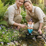 Garden Gnome Fishing Statue, 9.7" Koi Pond Decor with Glow in Dark Pebbles, Great Gift for Mom