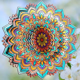 Mandala Daisy Wind Spinner - 12In 3D Kinetic Metal Wind Spinners, Stainless Steel Laser Cut Hanging Wind Sculpture, Indoor/Outdoor Garden & Yard Art Decor Gifts for Women, Men & Holidays